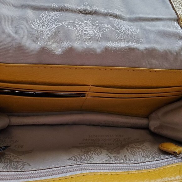 my Flat in London Small Mustard Yellow Leather Crossbody Clutch Purse - Picture 7 of 7